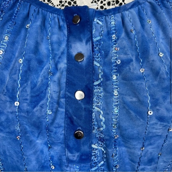 Sami & Jo sequined blouse cobalt blue. Size Small Petite. - Picture 7 of 13